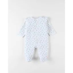 Pyjama En Velours Côtelé, Imprimé Fleuri Blanc