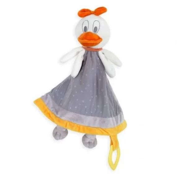 Doudou Autruche – Trois kilos sept – Gris et orange – Pour bébé dès la naissance – Anneau de dentition incorporé gris