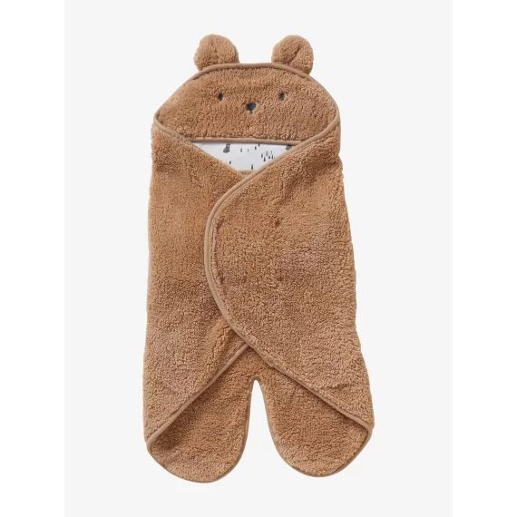 Plaid chancelière bébé en peluche, doublé jersey ourson