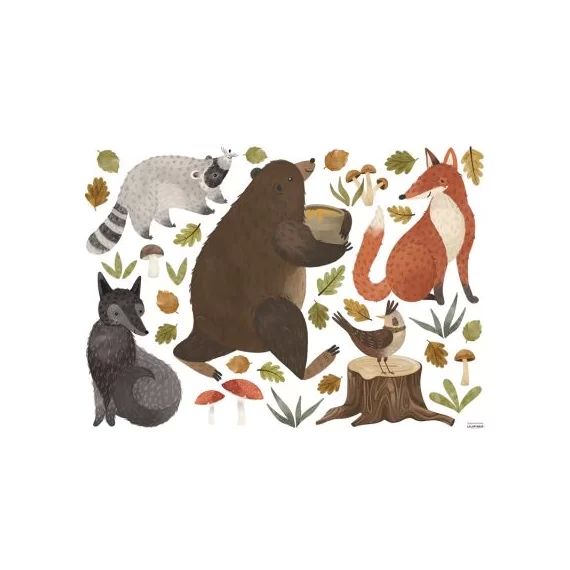 Planche de stickers L Woodland Bear & Friends (64 x 90 cm)