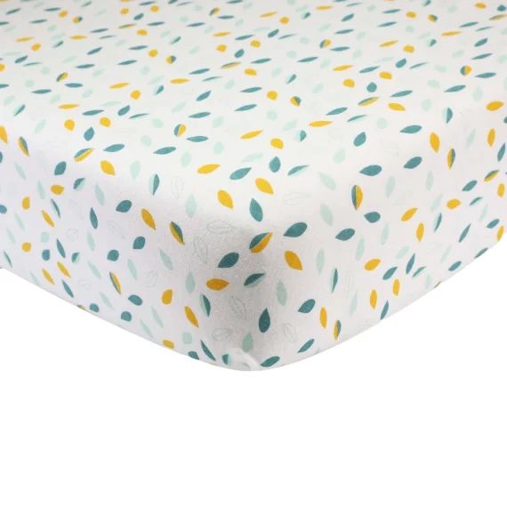 Drap Housse Lit Bébé Modèle Feuille Blanc
