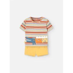Ensemble T-shirt À Rayures Et Short Jaune