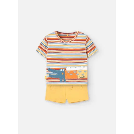 Ensemble T-shirt À Rayures Et Short Jaune
