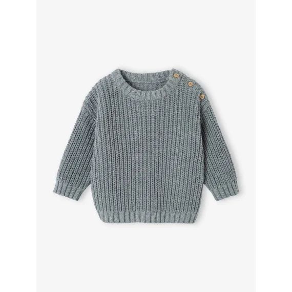 Pull en côte perlée bébé vert sauge