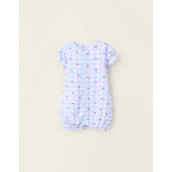 Pyjama Combi-short Avec Motif Et Volants Bleu