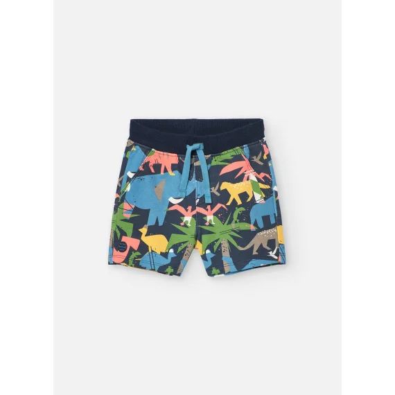 Bermuda En Coton Avec Imprimé Fantaisie Bleu