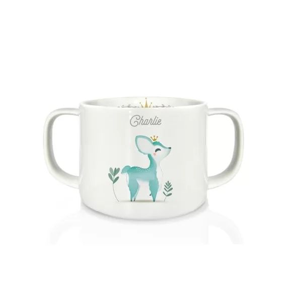 Tasse en porcelaine Faon bleu (personnalisable)