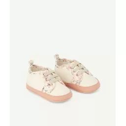 Chaussons type chaussures bébé fille rose imprimés fleuri –  – Soldes