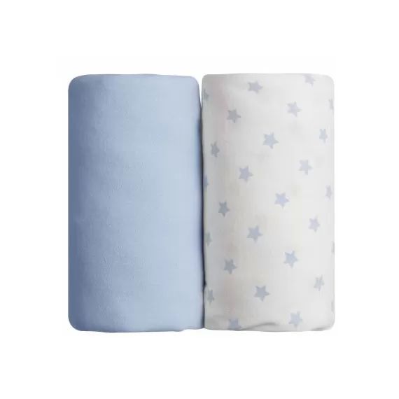 Lot de 2 draps housses étoile bleu (60 x 120 cm)