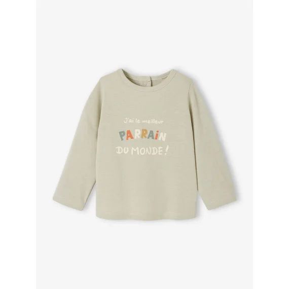 T-shirt bébé parrain. / marraine pressionné dos vert de gris