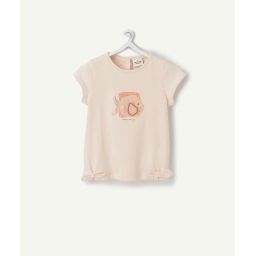Le t-shirt rose clair en coton biologique au poisson en sequins –  – Soldes