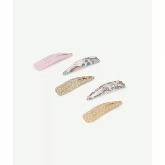 Lot de 5 barrettes fleuries et à pois –  – Soldes
