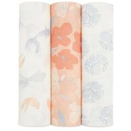 Lot de 3 maxi langes en coton Silky soft Koi Pond (120 x 120 cm)