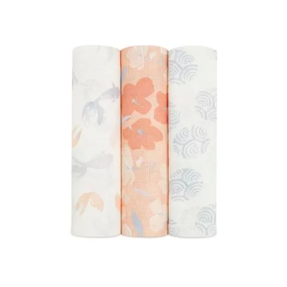 Lot de 3 maxi langes en coton Silky soft Koi Pond (120 x 120 cm)