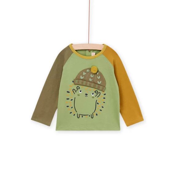 T-shirt Tricolore Avec Animation Hérisson Multi-techniques – Kaki