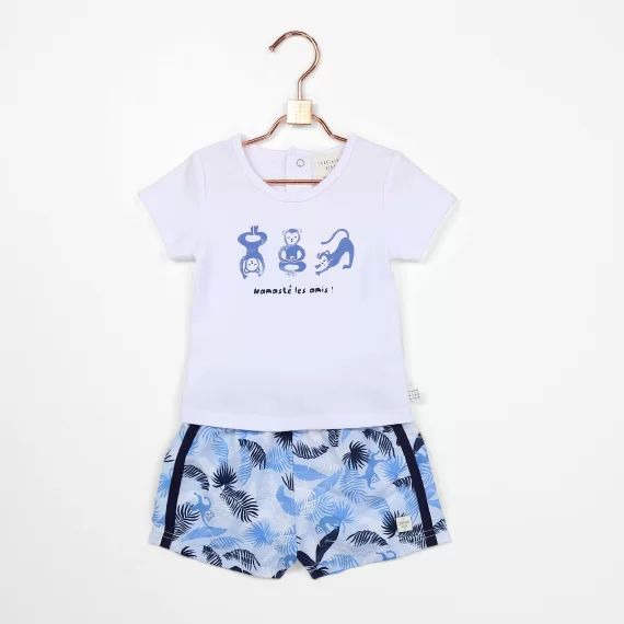 T-shirt pressionné en coton Garçon Blanc