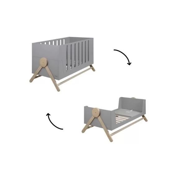Lit bébé évolutif Swing gris (70 x 140 cm)
