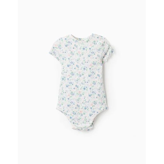 Body Côtelé Floral Beige Clair