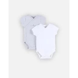 Set de 2 bodys croisés à manches courtes gris