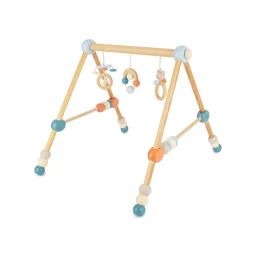 Arche D’éveil Bois Bébé, Réglable En Hauteur Bleu / Orange