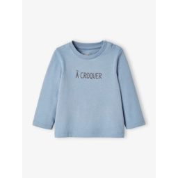 Tee-shirt personnalisable bébé manches longues bleu ciel