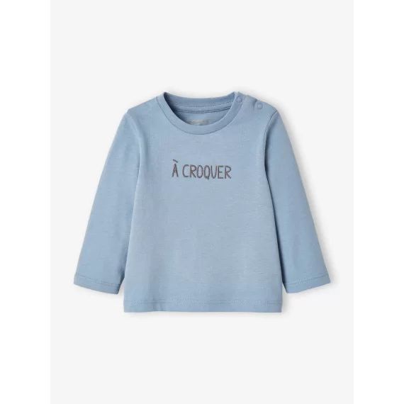Tee-shirt personnalisable bébé manches longues bleu ciel