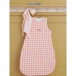 Gigoteuse spécial été en gaze de coton CARREAUX personnalisable Oeko-Tex® rose