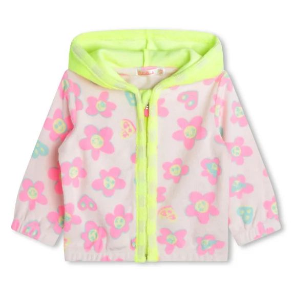 Cardigan en éponge à capuche Fille Rose