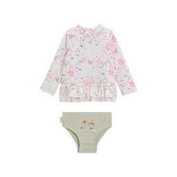 Maillot De Bain Bébé 2 Pièces T-shirt De Protection Uv & Culotte Paradise Rose