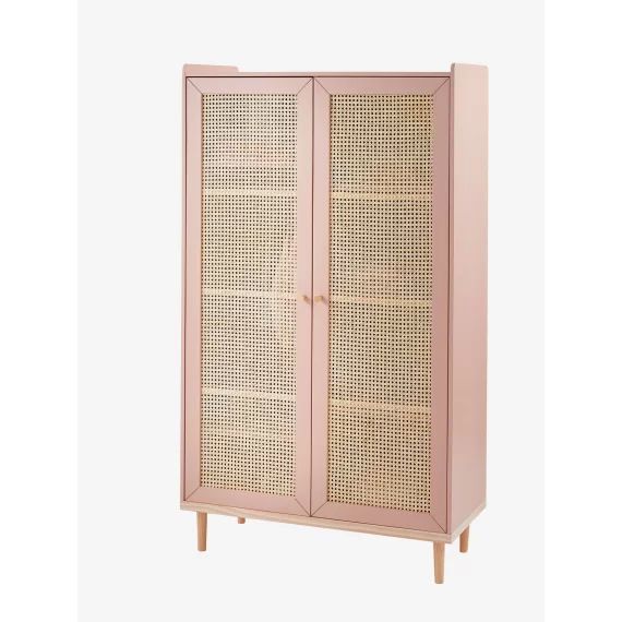 SECONDE CHANCE – Armoire double cannage LIGNE POÉSIE rose clair uni