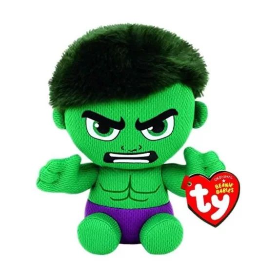 Ty – Marvel Beanie Babies – Peluche Hulk 15 cm – Vert – Dès 3 Ans vert