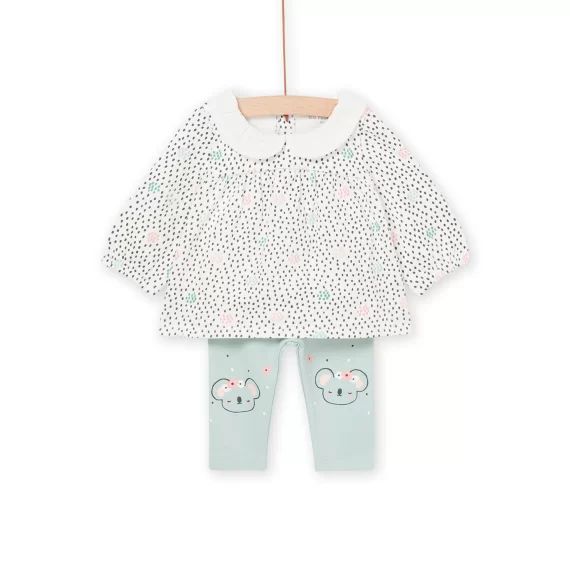 Blouse À Imprimé Fleuri Et Pantalon – Ecru