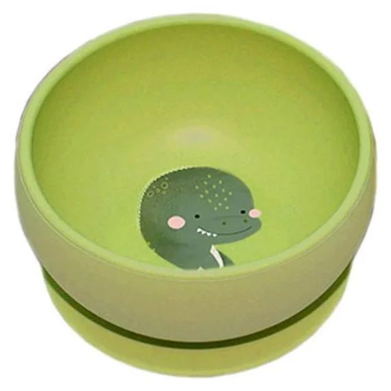 Bol En Silicone Avec Ventouse Animaux Dino Vert