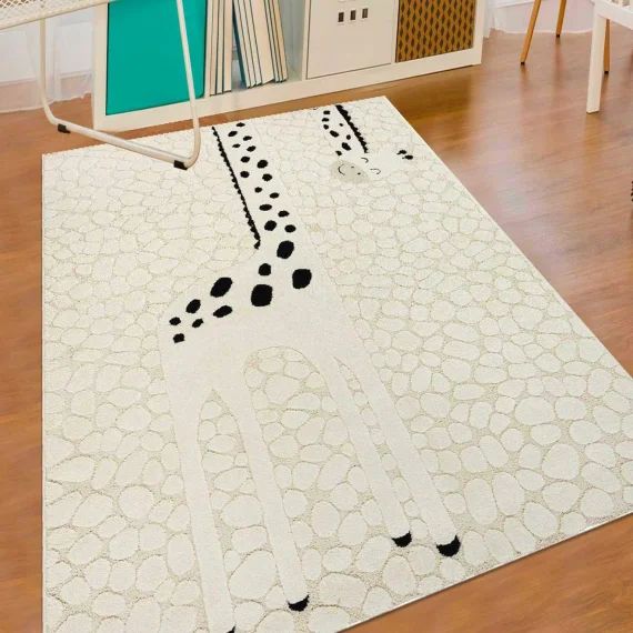 Tapis Enfant Girafe Crème