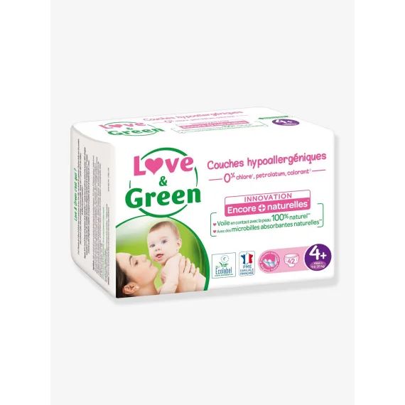 Couches hypoallergéniques T4+ x 42 LOVE&GREEN blanc