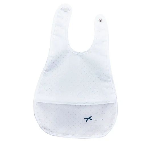Bavoir Plastifié Avec Récupérateur Blanc