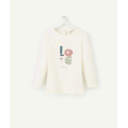 T-shirt bébé fille en coton bio écru avec message –  – Soldes
