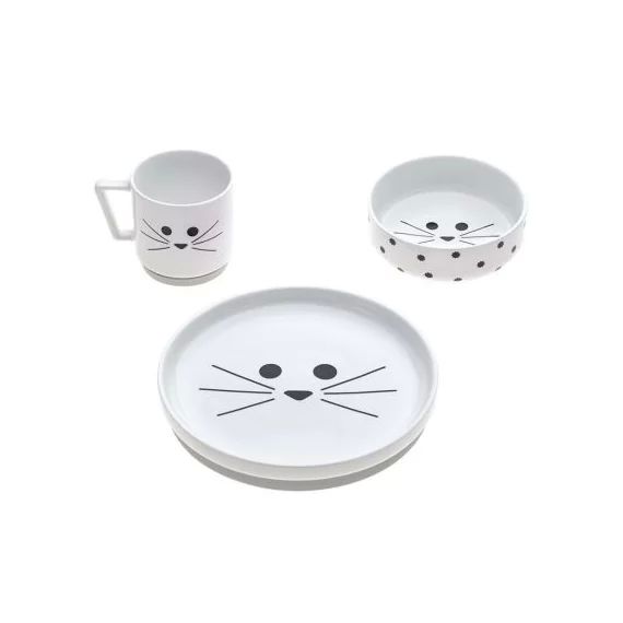 Coffret repas en porcelaine chat Little Chums (3 pièces)