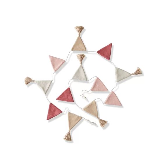 Guirlande fanions tricot rose poudré
