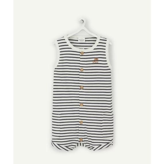 Combishort marinière bébé garçon en fibres recyclées –  – Soldes