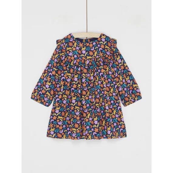 Robe Manches Longues Imprimée Orange Bébé Fille – Gris