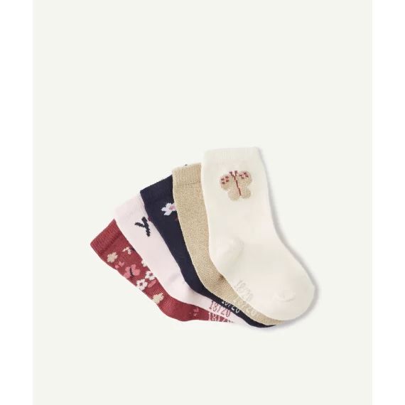 Lot de 5 chaussettes bébé fille brillantes et unies –  – Soldes