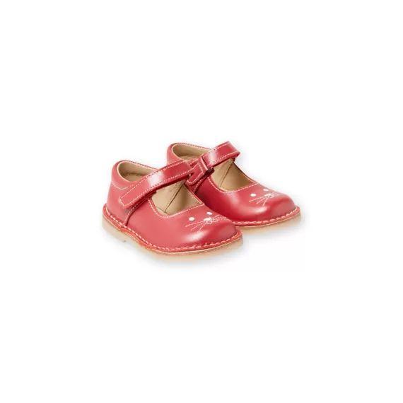 Salomés Rouges En Cuir À Motif Lapin Bébé Fille
