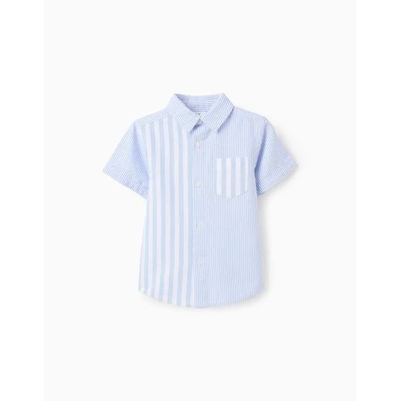 Chemise À Manches Courtes En Oxford 100% Coton Bleu Clair