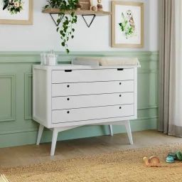 Commode À Langer 4 Tiroirs Bois Massif Marley Blanc