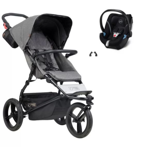 Poussette Mountain Buggy Urban Jungle Luxury Edition – Herringbone + Coque Auto Cybex Aton 5 – Deep Black