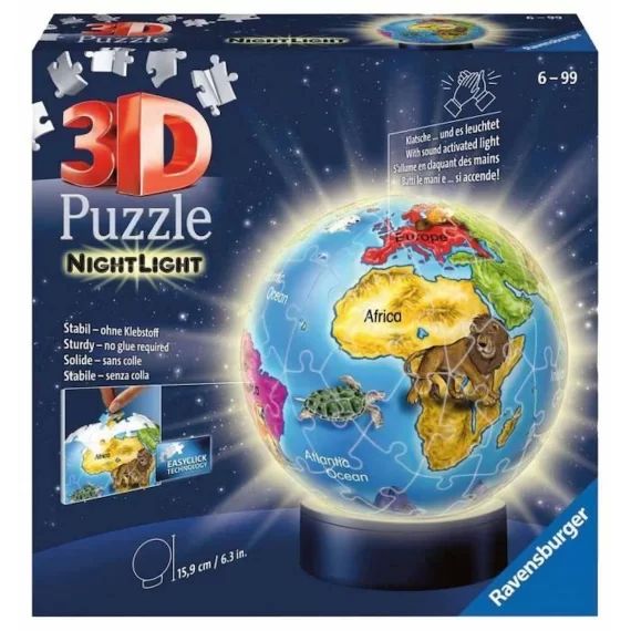 Ravensburger – Puzzle 3D 180 pièces Globe Lumineux bleu