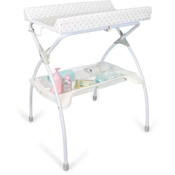 Table À Langer Moon – Babyland – Pvc – 80x68x98cm – Etoile Grise – Made In Italia Blanc
