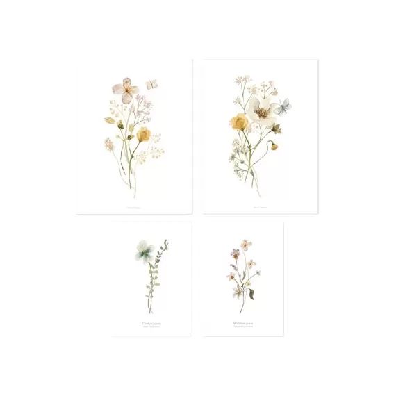 Lot de 4 affiches Botanical flowers