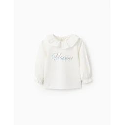 T-shirt À Manches Longues Avec Volants Beige Clair